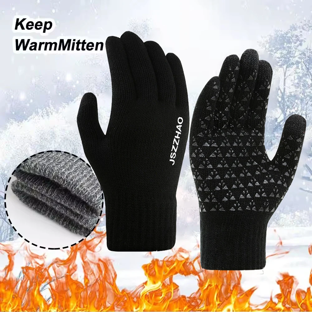 الشتاء سميكة الدافئة قفازات محبوكة للرجال والنساء شاشة تعمل باللمس مكافحة زلة قفازات ركوب الخيل قابل للغسل التزلج قفازات كاملة الأصابع