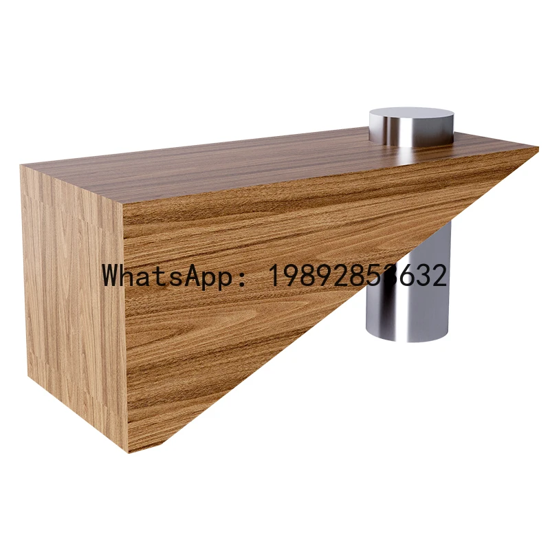 Commercial Clothing Store Island Counter Flowing Water Counter Travertine Color Shoe Store Storage Rack Walnut Color