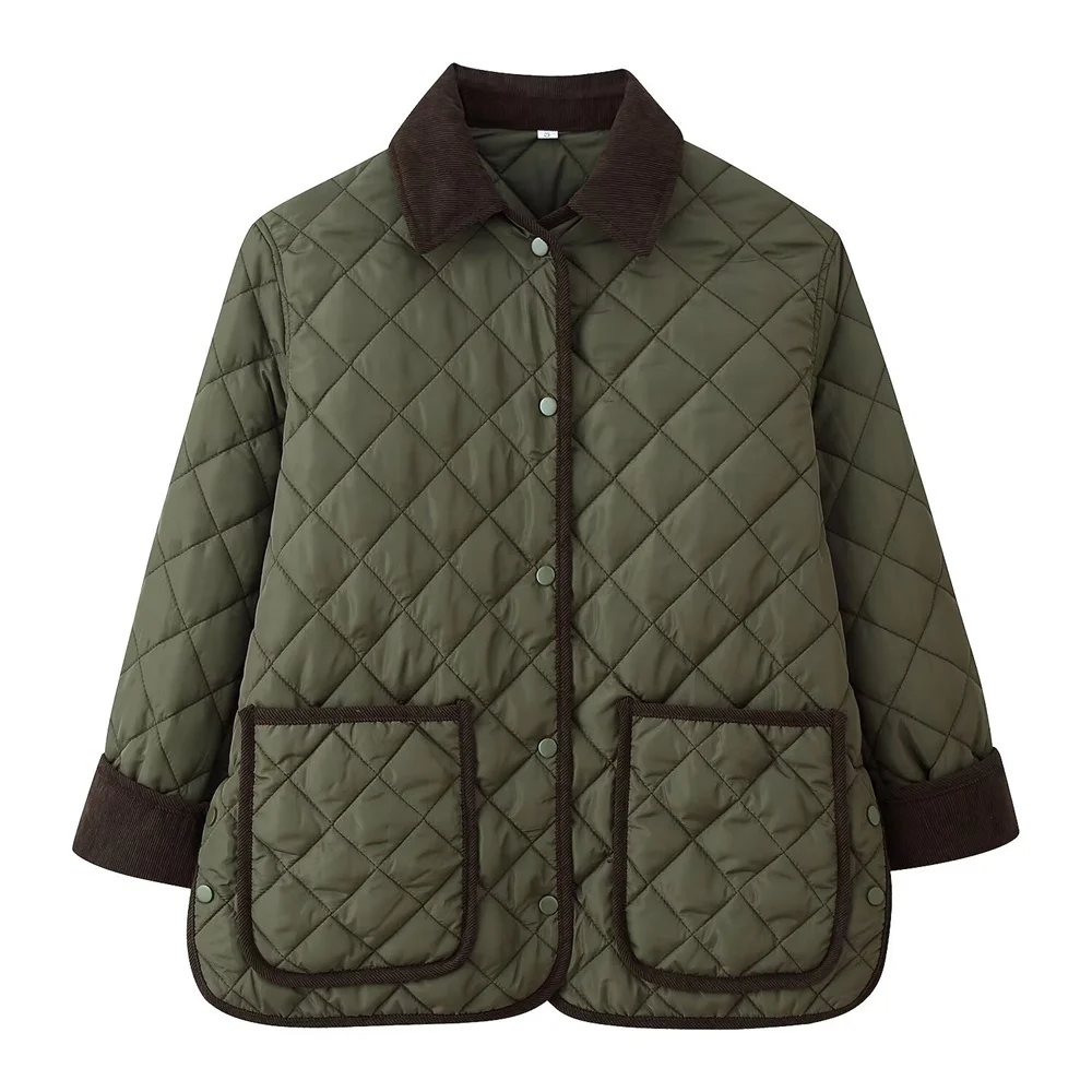 الشتاء المرأة نمط جديد 2025 عارضة الماس شبكة مبطن طوق سترة قطن دافئة فضفاضة #2