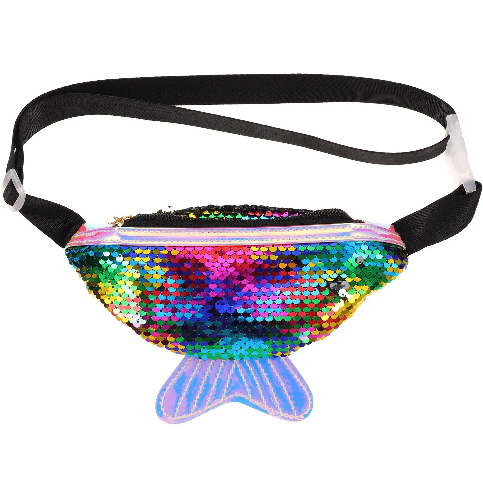 

Outdoor Sports Waist Bag Fish Tail Shape Bag Bag Creative Sequins Fanny Pack Bag for Walking Jogging Hiking Climbing Camping (