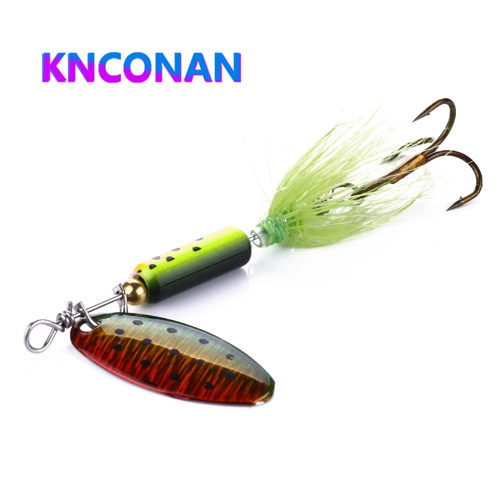 

1Pcs Metal Spinner Bait 65mm 3.5g Spoon Pike Spinner Lures With Feather Treble Hooks Fishing Fishing Gear