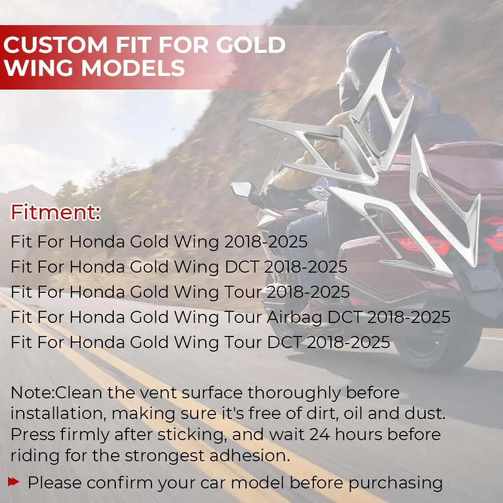 1set Chrome ABS Front and Rear Fender Vent Trims Decoration Cover For Honda Gold Wing GL1800 Tour DCT Airbag 2018-up Motorcycle