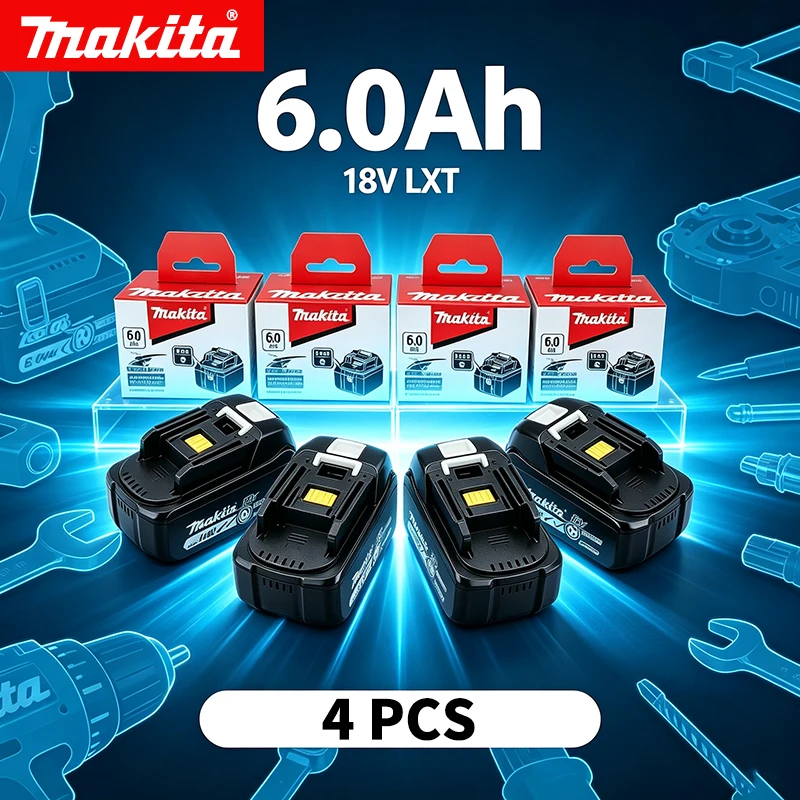 Batteria di ricambio agli ioni di litio da 18 V, 6,0 Ah, 6000 mAh, compatibile con Makita LXT BL1860 BL1850 BL1840 BL1830 BL1815, per trapano avvitatore a impulsi, smerigliatrice e sega circolare