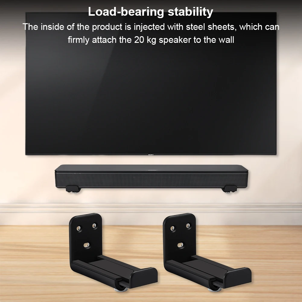 Soundbar Wall Mount Bracket Universal Sound Bar Mounting Bracket Anti-Drop Drywall Sound Bar Wall Bracket for Most Soundbars