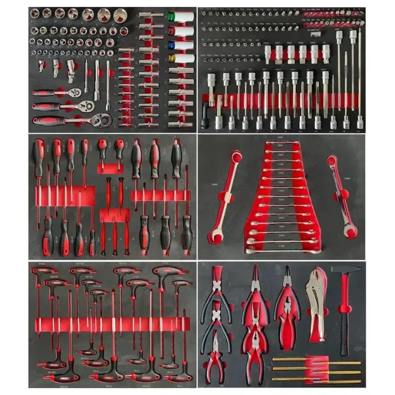 Professional 258 Pcs 7 Drawers Tool Sets Box Garage Tool Chest Storage Heavy Duty Tool Cabinet for Mechanic User