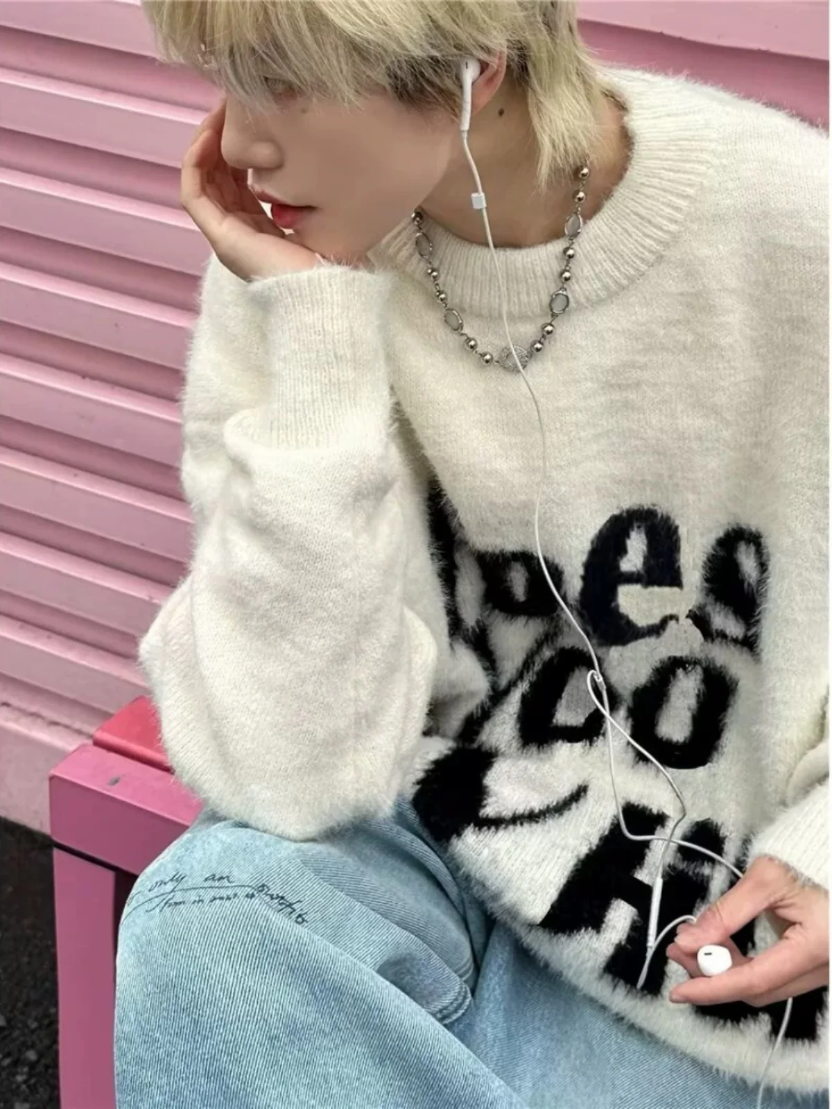 

Chestnut round Ne Camere Sweater Men's Autumn Winter Sle Japanese Lazy College Boy Feeling Haome Knitted irt Top