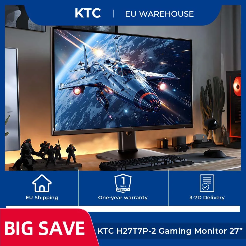 ¡EN OFERTA! Monitor para juegos KTC H27T7P-2 de 27 pulgadas, Fast IPS 2560×1440 QHD 200Hz Overdrive a 210Hz, 16:9, ELED, 1.07 mil millones de colores (8 bits + Hi-FRC), DC12V/4A, brillo de 400 cd/m², HDR400, tecnologías FreeSync y G-Sync