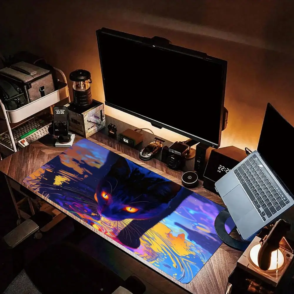 

Black cat pattern designed mousepad for computer desktop decoration, rubber material, anti-slip and washable Mouse Pad