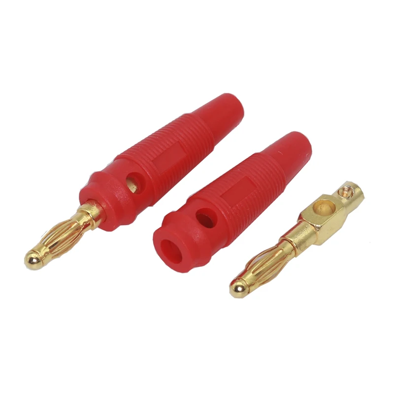 【5-1PCS】4MM banana plug with gold-plated brass screws for non-welded lamp head, 24A high current audio