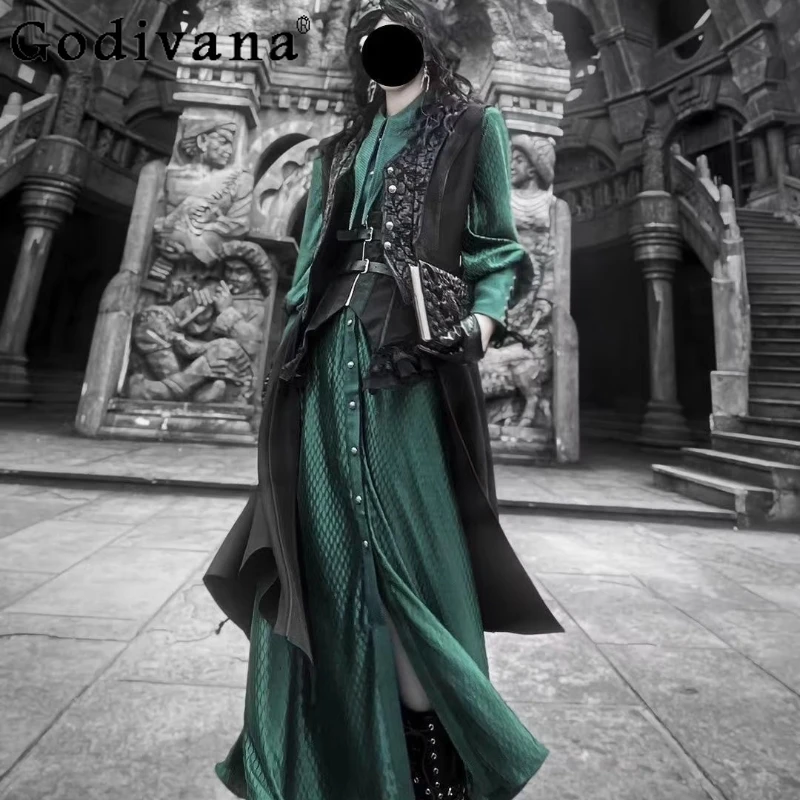 

Dragon Design Long Shirt Dresses Girls Street Wear Vintage Y2k Aesthetic Shirt Set Women Men Gothic Harajuku Cosplay Outfits