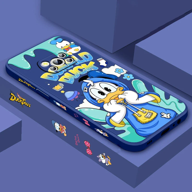 Cartoon Disney Donald Duck Liquid Left Rope For Xiaomi Mi Poco X5 X4 X3 M6 M5 M5S M4 M3 F5 F4 F3 C55 C40 Pro 5G Soft Phone Case