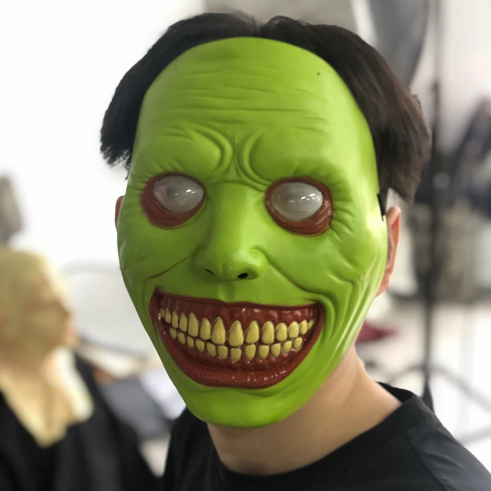 

The Exorcist Smiling Face Demon Mask Cosplay Devil Skull Killer Green Face Masks Halloween Carnival Purim Party Costume Props