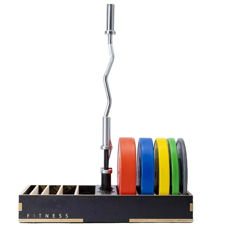 Wooden Vertical Barbell Weight Storage Rack Stand for Home Gym Equipment Organization and Space Saving Fitness Gear Holder