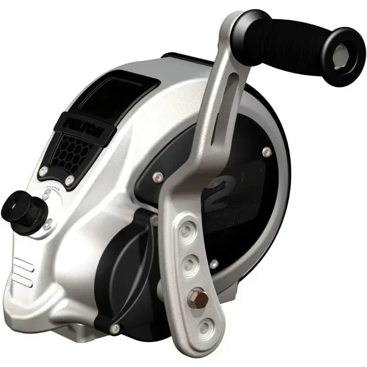 Silver And Black Two-Speed Trailer Winch 3200 lb. Load Capacity with Strap for FW32000101 F2