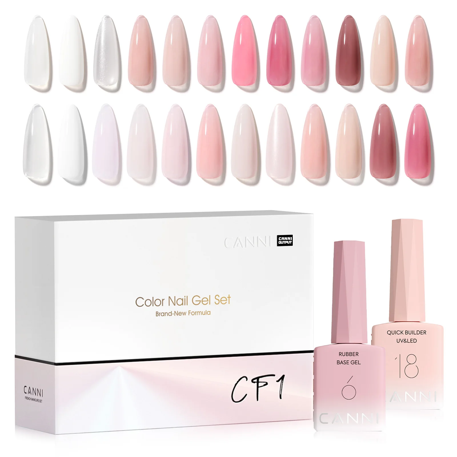 6 pièces/kit HEMA/TPO gratuit CANNI CF1 ensemble de vernis à ongles Gel de couleur gelée constructeur Gel à ongles en bouteille Construction UV Gel Semi-Permanent