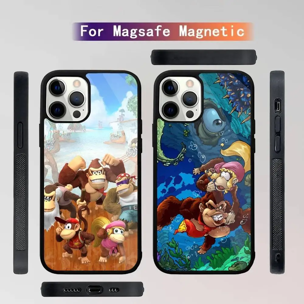 حافظة هاتف Game D-Donkeys K-Kongs لهاتف iPhone 16,15,14,13,12,11,Plus,Pro,Max Mini Magsafe شحن لاسلكي مغناطيسي