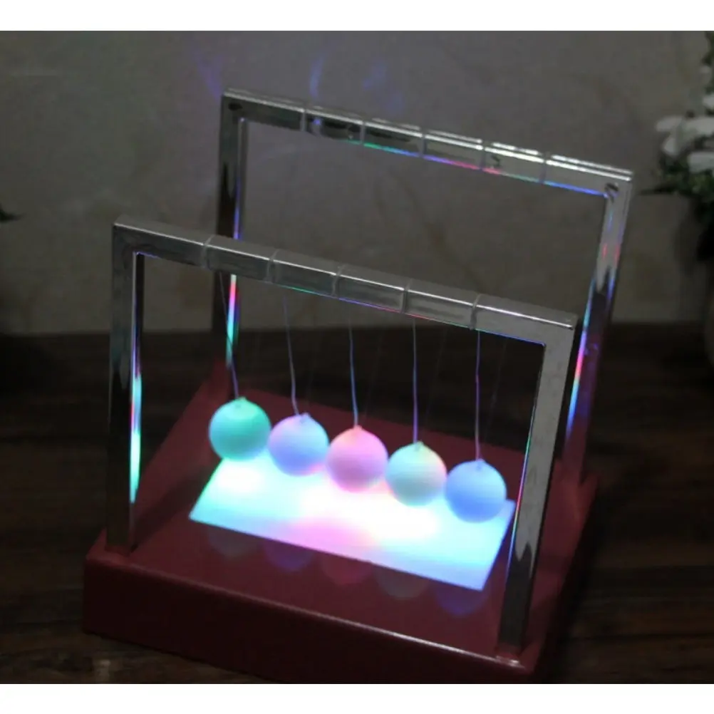 

1 шт. Динамический маятник Ньютона: настольное украшение с подсветкой, креативный декор для снятия стресса, научно-образовательная игрушка по физике