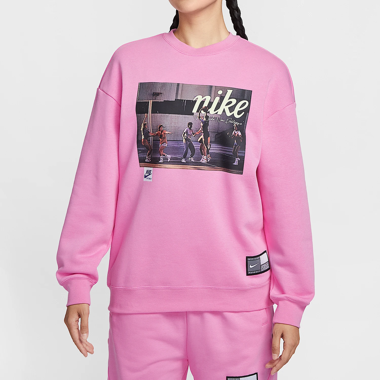 

Оригинальная женская свободная и модная тонкая бархатная толстовка Nike с круглым вырезом и принтом IM8972-675