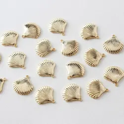 6PCS Shell Shape Charm Jewelry Making Supplies Necklace Pendant Minimalist DIY Handmade Brass 18k Gold Plated 13mm