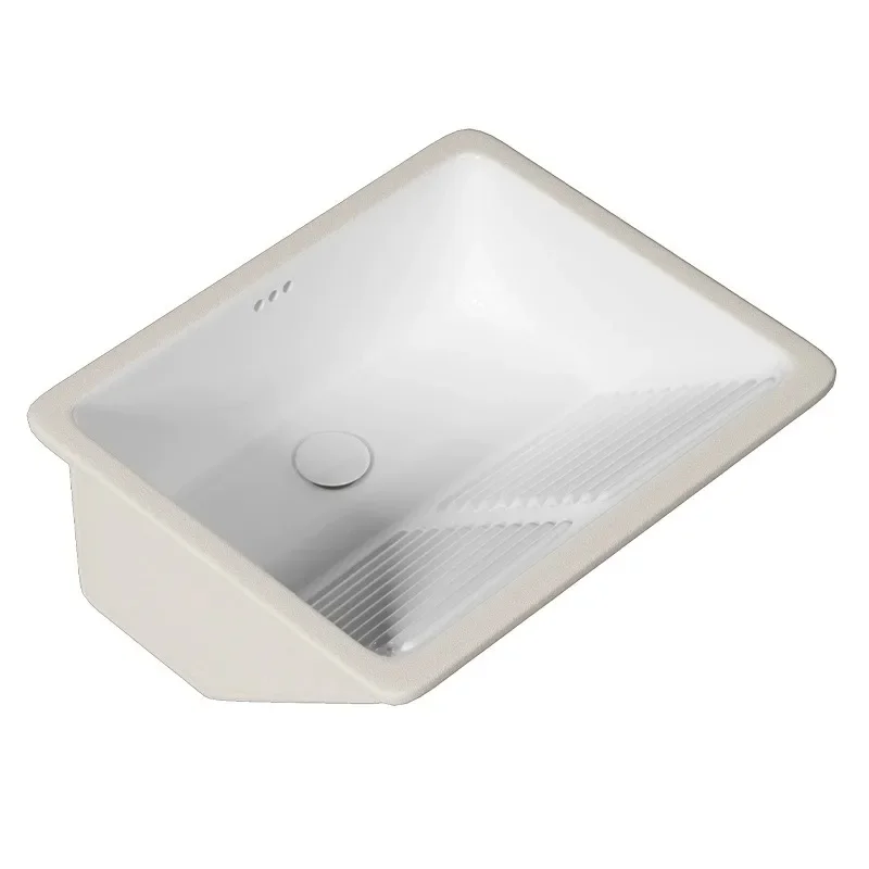 

Household Balcony Ceramic Laundry Pool Embedded Small Undercounter Basin with Washboard