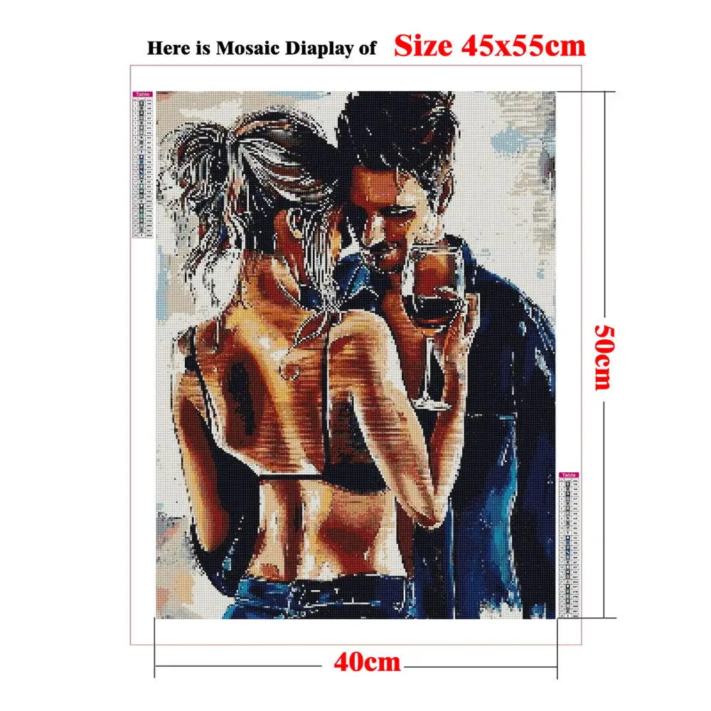 Couple Lovers with Wine Wall Art Full Diamond Mosaic Painting Kits 5d Diy Cross Stitch Home Decor Pintura Diamante