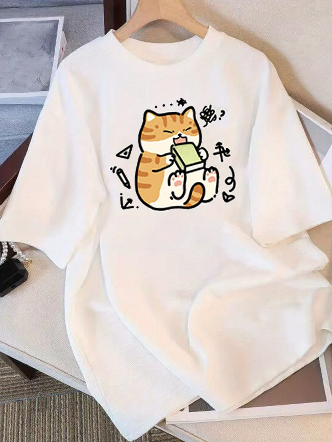 Summer Round Neck Women's Clothing Comfortable and Casual Girl's T-shirt, Youthful and Trendy Vitality, Daily Short Sleeved