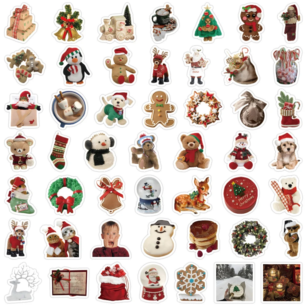 새해 크리스마스 만화 스티커, 사슴 산타 클로스 눈사람 데칼, 방수 귀여운 미적 장식 스티... - 5