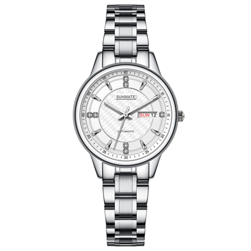 SUNMATE Women's Automatic Mechanical Watch Women's Stainless Steel Bracelet Watch Fashion Simple Waterproof Women