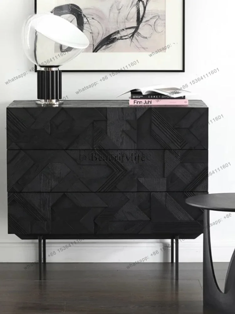 LX Personalized Creative Storage Side Chest Nordic Porch Cabinet Black Oak Color Customization