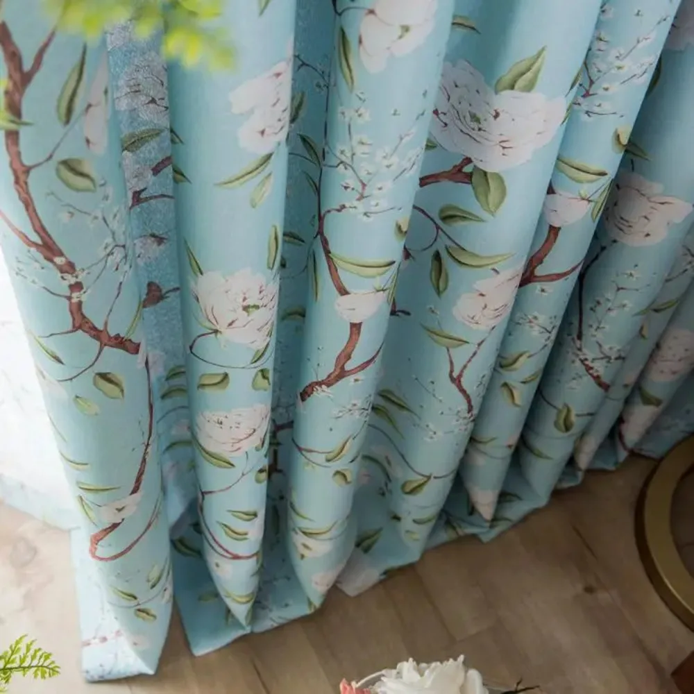 

Korean Pastoral Ink Style Printed Blackout Curtains for Living Room Bedroom Children's Room Dining Room Custom Window Screen