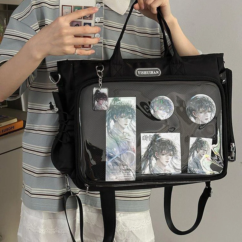 

HAEX Harajuku Women Ita Backpacks 2025 Large Capacity Students Commute Bolso Mujer Casual Nylon DIY Badge Bag Female Can Hold A4