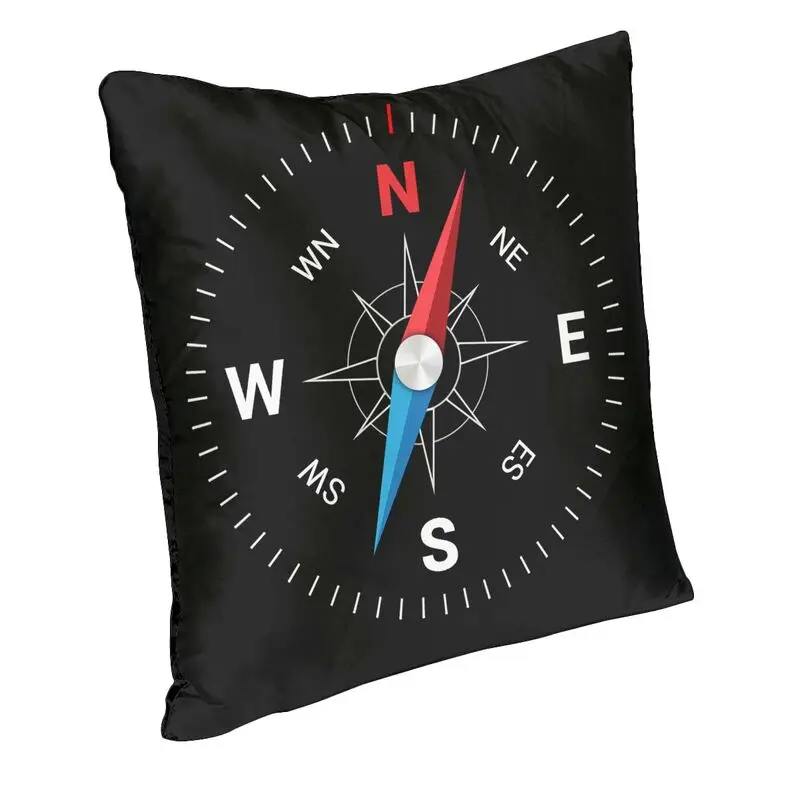 Soft Smart Compass Throw Pillow Case Decoration Custom Square Direction Nautical Cushion Cover 45x45cm Pillowcover for Sofa