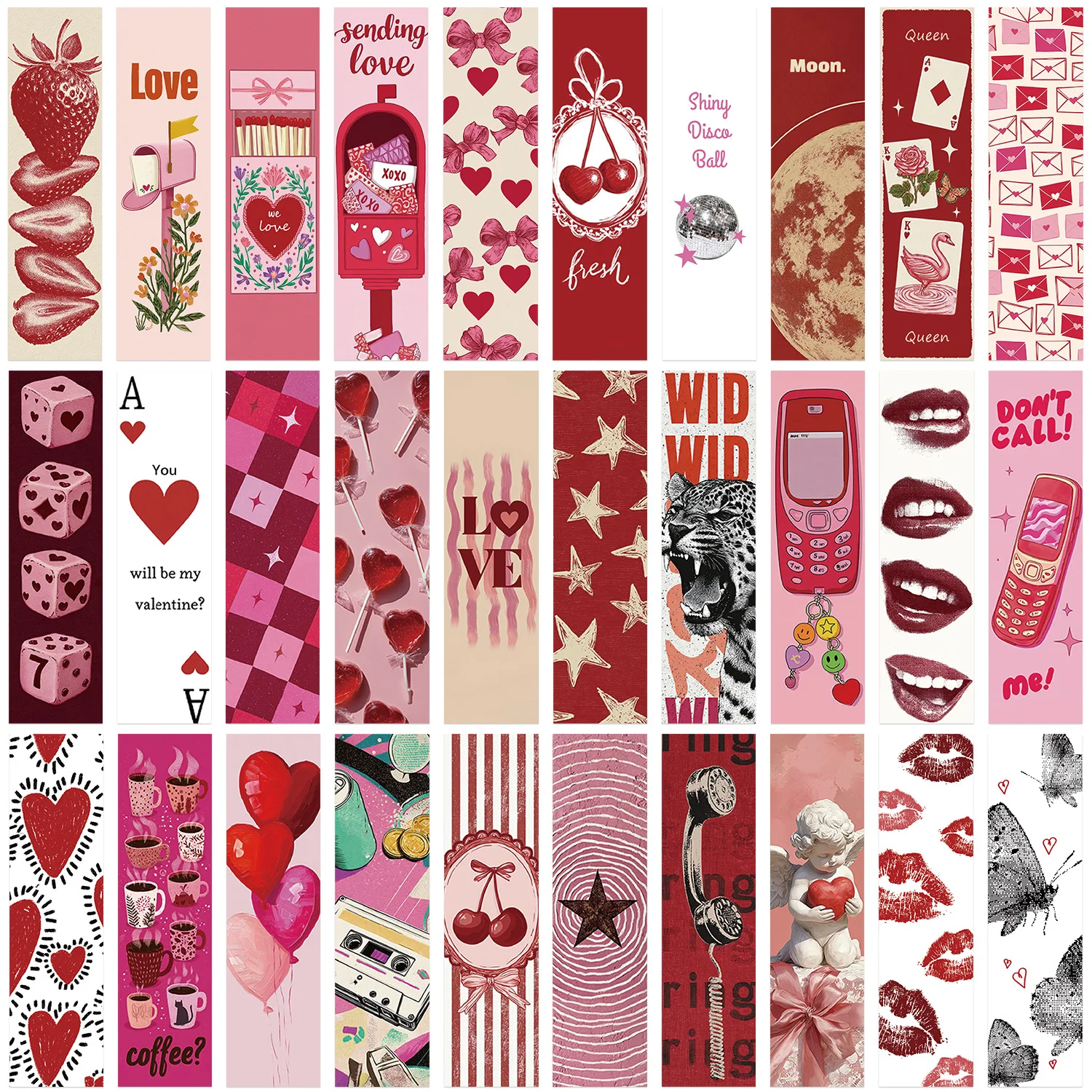 30PCS Retro Sweetheart Y2K Bookmarks Pages Book Mark Cartoon Printing Annotated Notebook Clip Creative Unique Durable Gifts