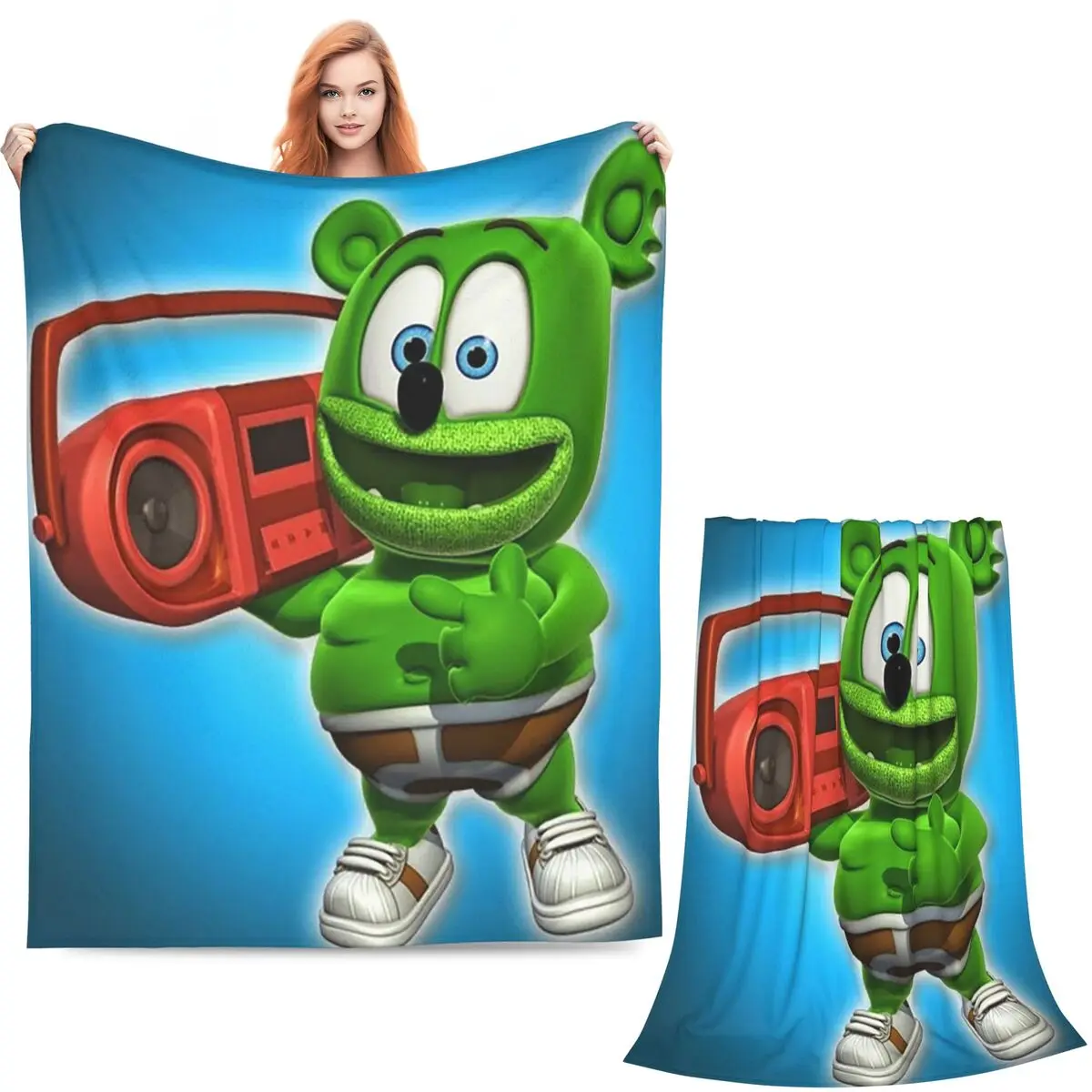 Gummibar (the Gummy Bear) Blankets Soft Warm Flannel Throw Blanket Bedspread for Bed Living room Picnic Travel Home Couch