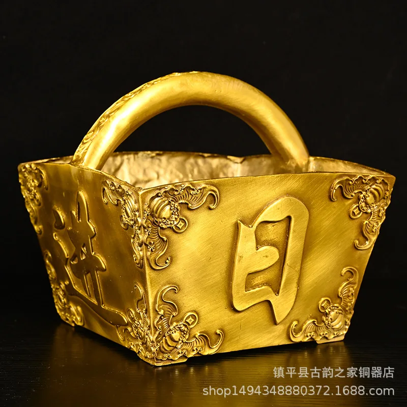 Daily Progress Gold Ornament Copper Grain Lou Rice Attraction Treasure Bucket Fortune Bowl Home Entrance De