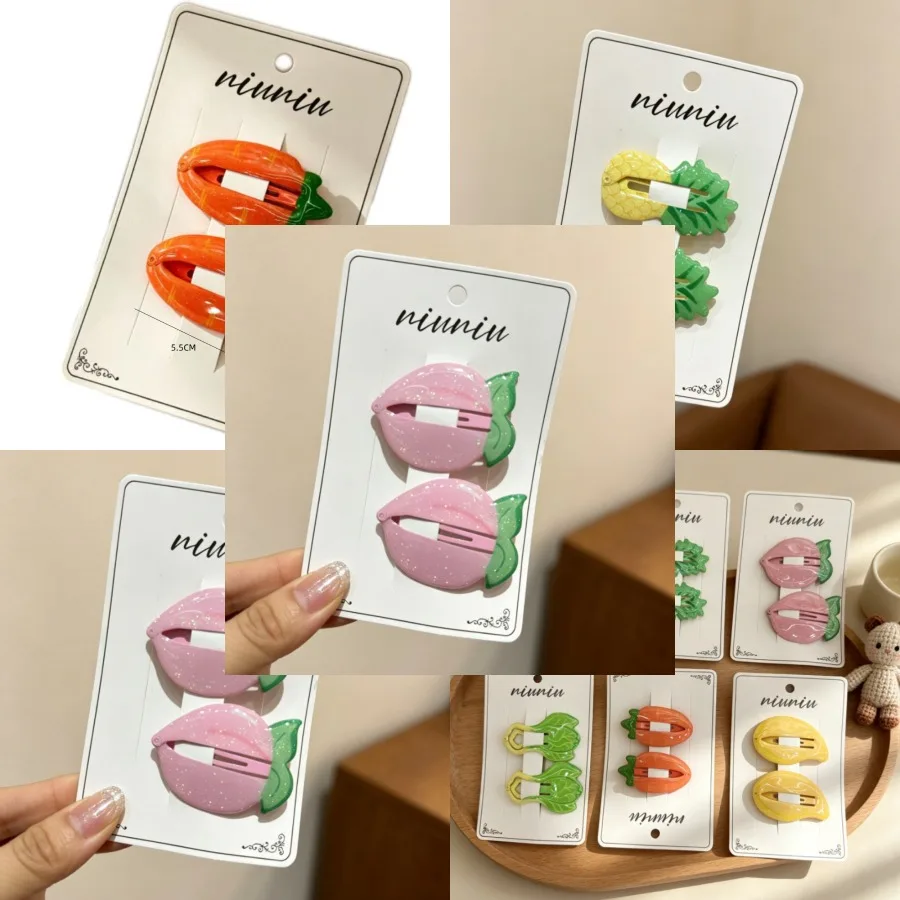 

Cross-border printed radish hair clips wholesale European and American children hair clips paint cute cartoon fruit hair clips