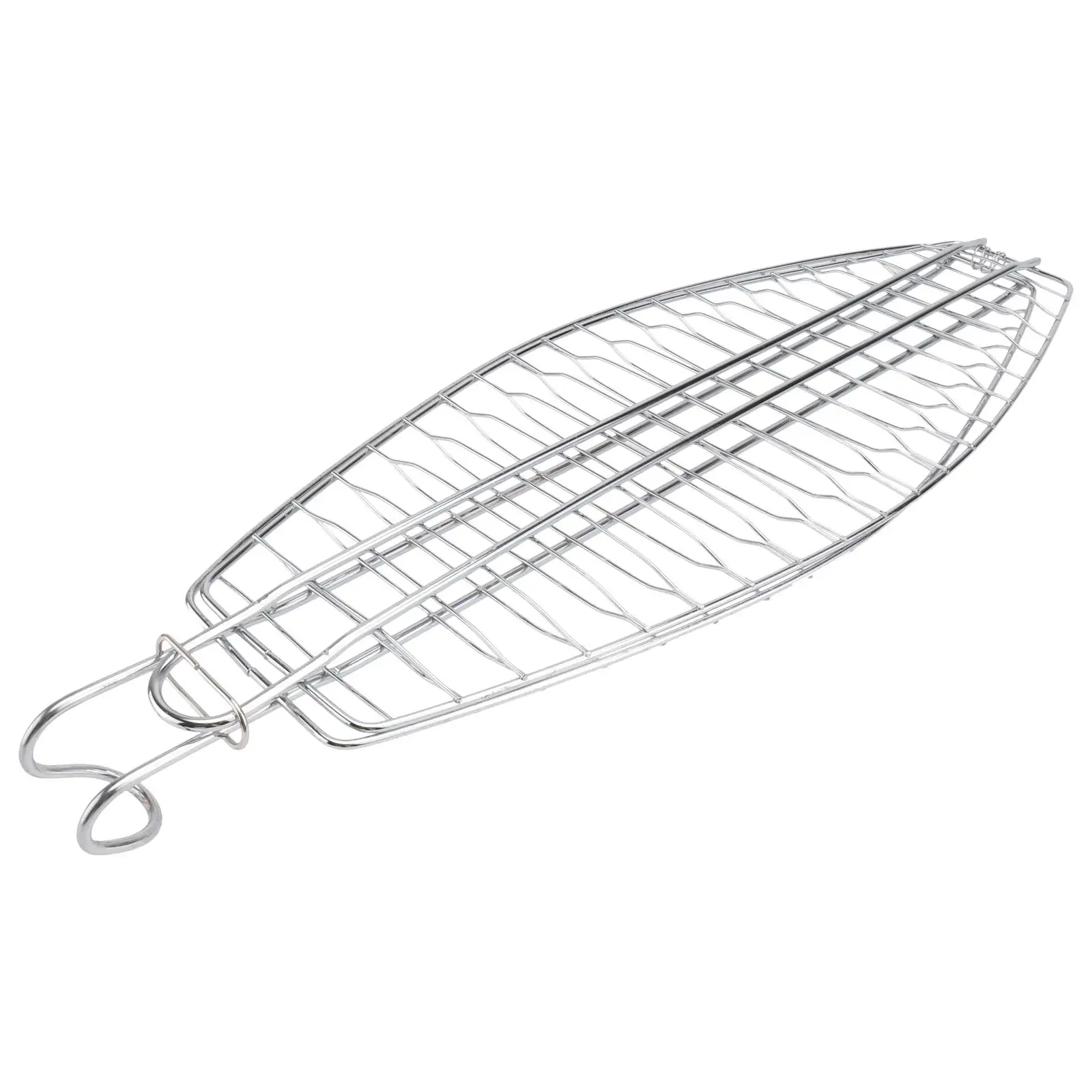 

Fish Grill Basket with Hook Non-stick Mesh Grilled Fish Barbecue Clip Net Outdoor Barbecue Tool (Silver 44x15cm)