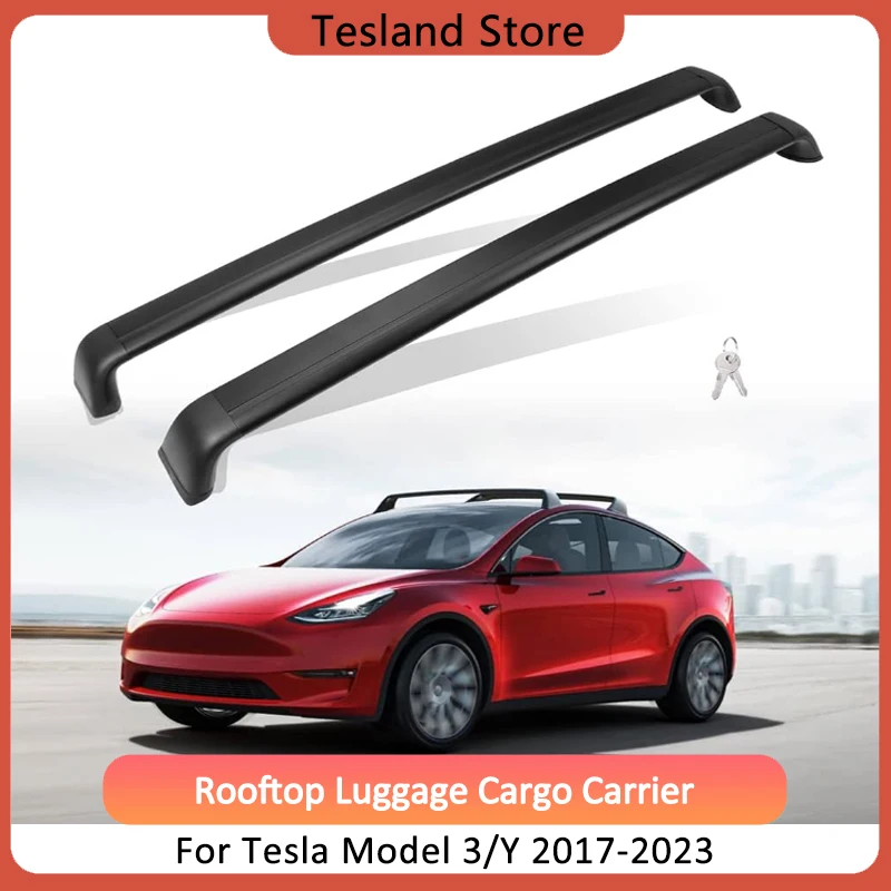 For Tesla Model 3/Y Upgrade Roof Rack Cross Bars Antitheft Locks Aluminum Cargo Carriers Model Y 2023 Rooftop Luggage Holder