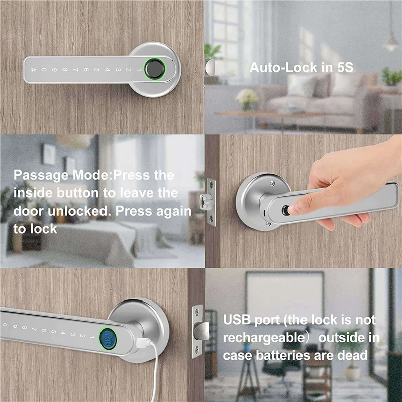 【НОВИНКА】3X умный дверной замок, входной дверной замок без ключа, клавиатура, дверной замок с ручкой, дверной замок с отпечатком пальца с управлением через приложение Tuya, Wi-Fi