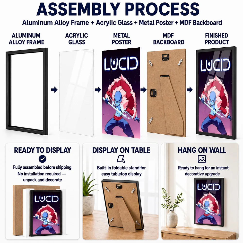 Lucid Game Metal Poster With Aluminum Alloy Frame Personalized Hero Tribute Wall Art Designed For Players To Display In Studio