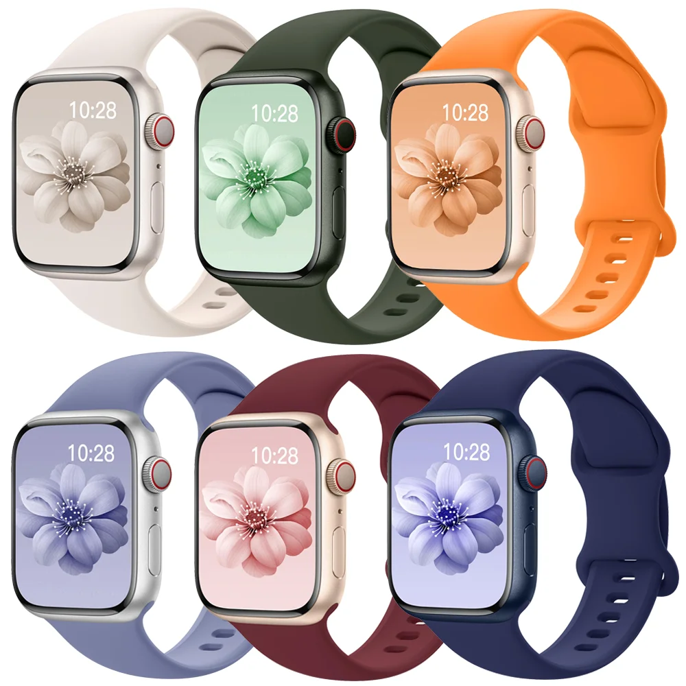 Silicone Band For Apple Watch straps 44mm 45mm 40mm 41mm 42-38mm 45 mm sport bracelet iwatch series 8 7 6 5 4 3 SE 9 Ultra2 49mm