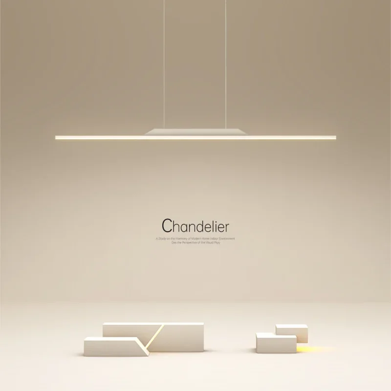 Simple Modern Dining Room Pendant Lights Word Long Strip Led Chandeliers Bar Lamp Table Kitchen Island Study Studio Lighting view 3
