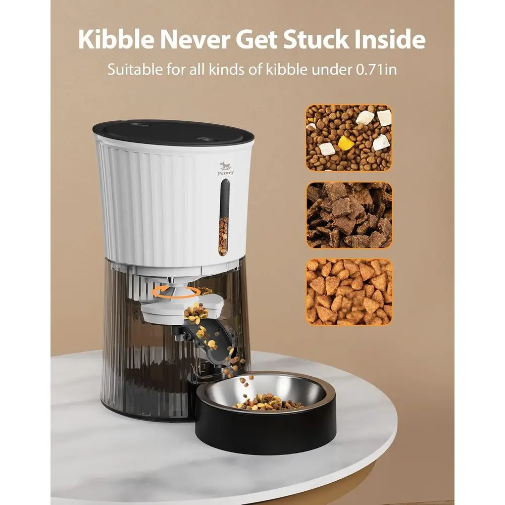 Timed Automatic Cat Feeders - 4L Programable Dry Food Dispenser for Cats and Small Medium Dogs 6 Meals with Desiccant Bag Dual P