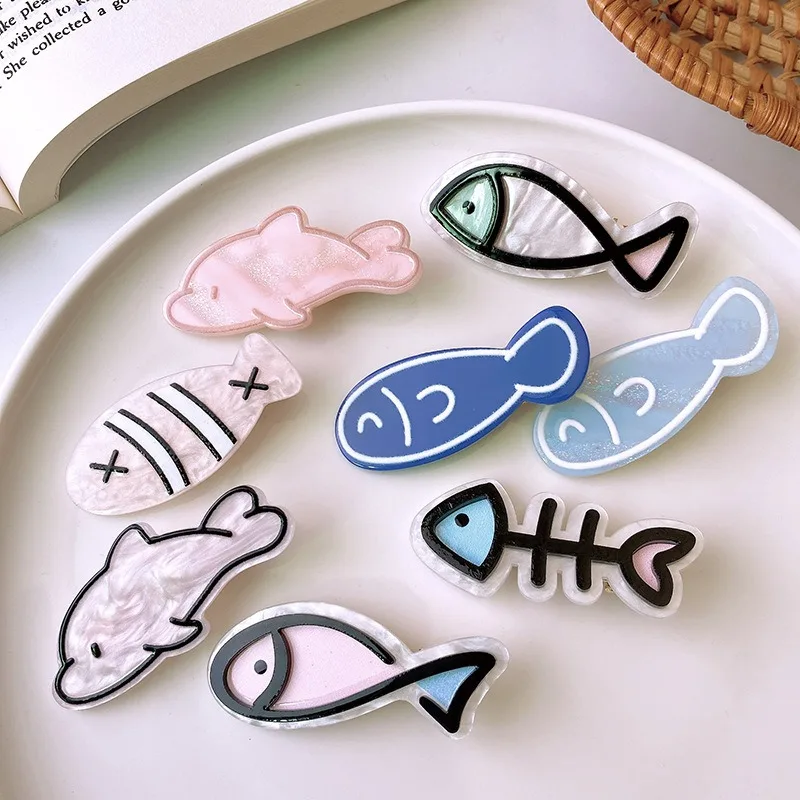 Cute Cartoon Acrylic Fish Hairpins Women Girls Kids Hair Clips Pet Barrettes Accessories Hairclip Headdress Headwear Ornaments