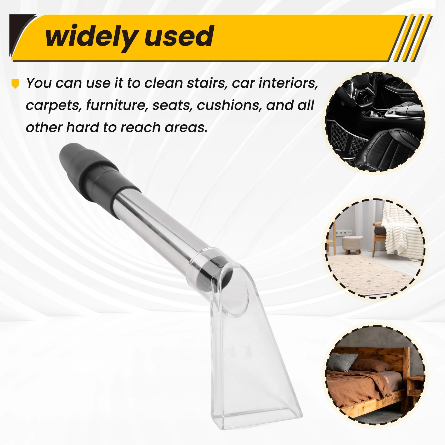A84G Extractor Hand Wand with Clear Head for Upholstery Carpet Mattress Cleaning Car Detailing Vacuum Wand Vacuum Floor Nozzle