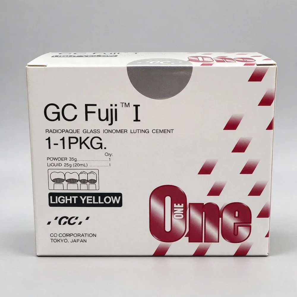 GC Fuji I Radiopaque Self-Cure Glass Ionomer Luting Cement 35g+25g Light Yellow Dental Cement for Crown Bridge Restorations