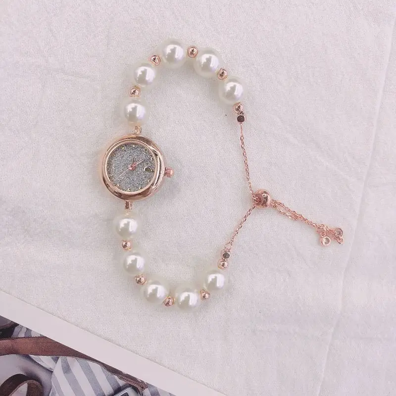 Romantic Style Quartz Women Watch Fashion Pearl Ball strap Elegant Dress Girl Wristwatches Female Clock