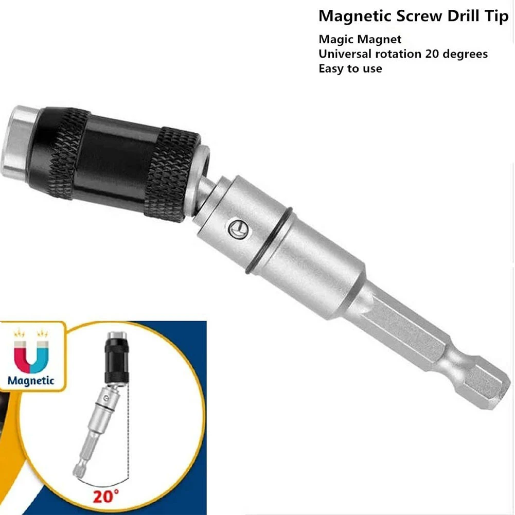 1/4" Magnetic Pivoting Screw Drill Tip Locking Bit Holder Quick Change Drive Guide Drill Hand Tool Screwdriver Extension Rod