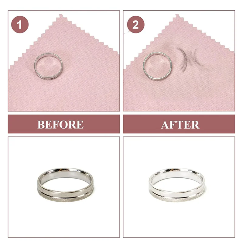 A7THK-200PCS قماش تنظيف المجوهرات، قماش تلميع احترافي ملفوف بشكل فردي، قماش تلميع فضي وردي 3.15X3.15In #5