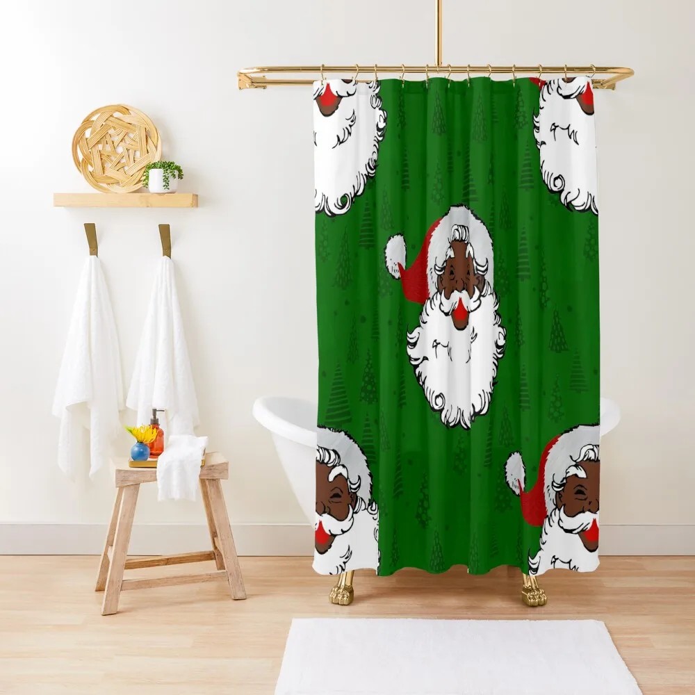 

black santa claus christmas Shower Curtain Bathroom And Shower Shower Bathroom Cover Curtain